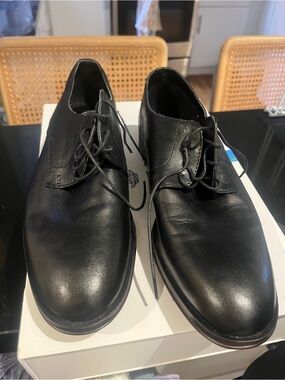 Skechers Black Leather Derby Lace-Up Shoes